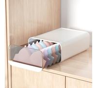 Miaocona Organiseur de tiroir blanc à 1 cellule pour chaussettes, sous-vêtements, organiseur de placard en plastique avec super capacité, boîte de rangement empilable pour soutien-gorge, chaussettes,