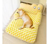 Miaogoo Canapé-lit antidérapant en peluche pour chien et chat avec soutien du cou, tapis de couchage pour animaux de compagnie avec housse amovible, coussin apaisant sur 3 côtés (80 x 60 x 32 cm