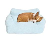 Miaogoo Canapé-lit moelleux pour chien et chat avec bords surélevés, confortable et apaisant, avec fond antidérapant (90 x 52 x 27 cm, bleu)