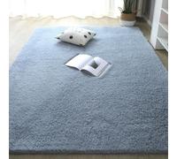 Miaogoo Grand tapis antidérapant à poils longs doux pour salon, chambre à coucher, bureau, salon, grand tapis antidérapant pour ramper et faire du yoga, ne perd pas ses poils (bleu, 100 x 160 cm)