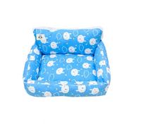 Miaogoo Lit doux pour petit chien et chat avec bords surélevés, traversin 4 côtés, lavable, coussin apaisant (50 x 42 cm, bleu)