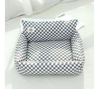 Miaogoo Lit doux pour petit chien et chat avec bords surélevés, traversin 4 côtés, lavable, coussin apaisant (55 x 48 cm, grille blanche)