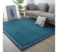 Miaogoo Tapis de jeu pliable pour salon, tapis de jeu antidérapant pour chambre à coucher, salon, salle de jeux, pour ramper le yoga, tapis de parc en velours corail (turquoise, 190 x 190 cm)