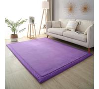 Miaogoo Tapis de jeu pliable pour salon, tapis de jeu antidérapant pour chambre à coucher, salon, salle de jeux, pour ramper le yoga, tapis de parc en velours corail (violet, 190 x 190 cm)