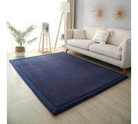 Miaogoo Tapis de jeu pliable pour salon, tapis de jeu antidérapant pour chambre à coucher, salon, salle de jeux, pour ramper le yoga, tapis de parc en velours corail (bleu marine, 190 x 240 cm)