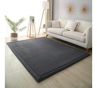 Miaogoo Tapis de jeu pliable pour salon, tapis de jeu antidérapant pour chambre à coucher, salon, salle de jeux, pour ramper le yoga, tapis de parc en velours corail (gris foncé, 190 x 190 cm)