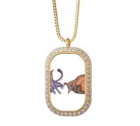 Miaoji Peinture Aquarelle Chat Bleu Pendentif Diamant Cristal Bijoux Doré