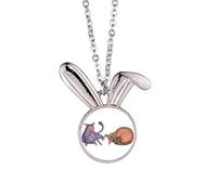 Miaoji Peinture Aquarelle Chat Lapin Collier Pendentif Lapin Animal Bijoux Cadeau