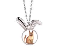 Miaoji Peinture Aquarelle Chat Lapin Siamois Collier Pendentif Lapin Animal Bijoux Cadeau