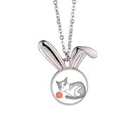 Miaoji Peinture Aquarelle Marionnette Chat Lapin Collier Pendentif Lapin Animal Bijoux Cadeau