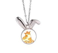 Miaoji Peinture Aquarelle Orange Chat Lapin Collier Pendentif Lapin Animal Bijoux Cadeau