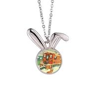 Miaoji Peinture Chat Hiver Snow Train Lapin Collier Pendentif Lapin Animal Bijoux Cadeau