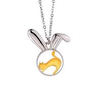 Miaoji Peinture Orange Chat Aquarelle Lapin Collier Pendentif Lapin Animal Bijoux Cadeau