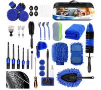 MIAOKE 41 Pièces Professionnel Kit de Nettoyage pour Voiture, Kit de Lavage de Voiture avec Sac à Main, à Usage Humide Sec, Brosse de Forage Durable, Application Roues, Camions, Motos