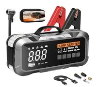 MIAOKE Démarreur de Secours 9000a AméLioré, 22 Cylindres, Gonflage Rapide en 90 Secondes, avec éclairage LED, Puce IA, Compresseur d'air 12 V, 150 Psi, pour Véhicules Diesel et Voitures