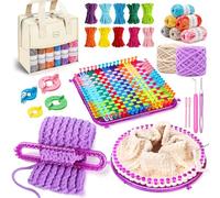 MIAOKE Kit De Tissage 633 Pièces Avec Pomponneur, Kit De Tricot Pour Bonnets Et éCharpes, Comprend Un Sac De Rangement, Des Aiguilles à Nouer, Des Anneaux De Couleur, De La Laine Et Des Crochets