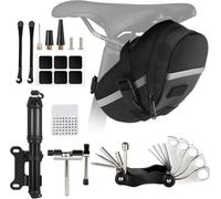 MIAOKE Kit Reparation Velo, Kitde Réparation Portable 14 en 1, Accessoires pour Vélo avec Mini-Pompe, Rustine Et Coupe-Chaîne, Kit de Réparation pour Vélos de Route Et VTT