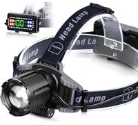 MIAOKE Lampe Frontale, Lampe Frontale USB rechargeable 100000 Lumen Super Bright IPX5 Waterproof 4 Modes avec Indicateur de Puissance et Lumière d'Avertissement pour Adulte Running Outdoor Camping