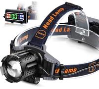 MIAOKE Lampe Frontale, Lampe Frontale USB rechargeable 100000 Lumen Super Bright IPX5 Waterproof 4 Modes avec Indicateur de Puissance et Lumière d'Avertissement pour Adulte Running Camping Outdoor