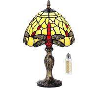 MIAOKE Lampe Stained Glass Lamp Vintage - Style Fleur Vitrail, Art Déco Convient pour chambre à coucher, lampe de chevet, bureau, étude - Ampoule E27 Non Fournie (Hell-W-Libelle)