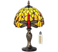 MIAOKE Stained Glass Lamp Vintage, Art Déco Convient(Libellule orange)