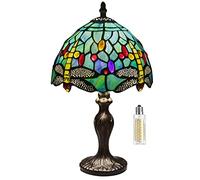 MIAOKE Stained Glass Lamp Vintage, Art Déco Convient(Vert Libellule)