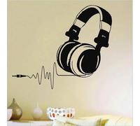 MIAOKEJIA Autocollants muraux casque audio musique impulsion décalcomanie art stickers muraux décoration intérieure stickers muraux adaptés aux fans de musique décoration de chambre