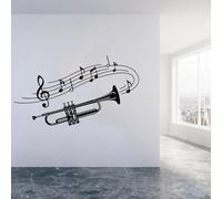 MIAOKEJIA Stickers muraux trompette musique chambre enfant instruments de musique et notes stickers muraux salon chambre cuisine décoration chambre adolescent décoration