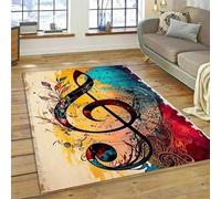 MIAOKEJIA Tapis antidérapant avec motif notes de musique 3D pour salon, cuisine, chambre et salle de bain, idéal pour couloir.