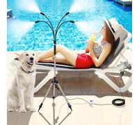 MIAOLLUN Misters Debout pour Patio Extérieur, Hauteur Réglable 4.1 FT Stand Misting System pour Le Refroidissement Extérieur, avec 26.2FT Water Supply Line, Portable Mister pour Patio