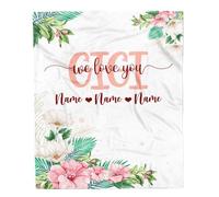 MIAOMANSENSTORE Couverture Gigi personnalisée des Petits-Enfants, Petite-Fille, Petit-Fils, Nous t'aimons, Florale, Anniversaire, fête des mères, Noël, Couverture Polaire personnalisée