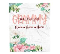 MIAOMANSENSTORE Couverture personnalisée Grammy des Petits-Enfants, Petite-Fille, Petit-Fils, Nous t'aimons, Couverture Polaire Florale pour Anniversaire, fête des mères, Noël