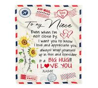 MIAOMANSENSTORE Couverture personnalisée pour ma nièce de la Part de Tante, Oncle, Tante, Amour, Gros câlin, Lettre par Avion, Tournesol, Anniversaire de nièce, Noël, Couverture Polaire personnalisée