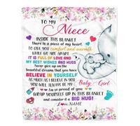 MIAOMANSENSTORE Couverture personnalisée pour ma nièce de Tante Titi, C'est Un Gros câlin, éléphant, Anniversaire, Noël, Couette de lit personnalisée, Couverture Polaire