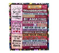 MIAOMANSENSTORE Couverture personnalisée pour ma Petite-Fille de Grand-mère Nana N'abandonne jamais Vis Ton rêve Bois Rose Anniversaire Remise des diplômes Noël Couverture Polaire personnalisée