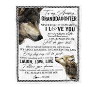 MIAOMANSENSTORE Couverture personnalisée pour ma Petite-Fille de Grand-père Grand-mère Fais Juste de Ton Mieux RIS Aime Vivre Loup Petite-Fille Anniversaire Noël lit Couverture Polaire
