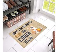 MIAOMANSENSTORE J'espère que vous avez apporté de la bière et des friandises Corgi, paillasson de bienvenue décoratif pour la maison, pour les amateurs de chiens de bière et de Corgi