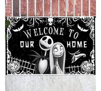 MIAOMANSENSTORE Paillasson Interieur extérieur Bienvenue dans Notre paillasson de Maison Jack et Sally, paillasson de Bienvenue décoratif pour Halloween Decoration Chambre, TTha-0173
