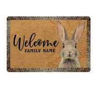 MIAOMANSENSTORE Tapis d'entrée Paillasson de Lapin personnalisé, idée Cadeau drôle d’Amoureux des Animaux de Compagnie de Lapin Brun Paillasson de Bienvenue Decoration Chambre