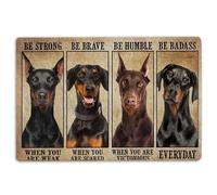 MIAOMANSENSTORE Tapis d'entrée Paillasson Dobermann, Be Strong Brave Humble Badass Dobermann Cadeaux pour Chiens pour Les Amoureux des Chiens Paillasson de Bienvenue Decoration Chambre