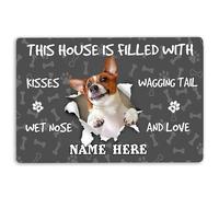 MIAOMANSENSTORE Tapis d'entrée Paillasson personnalisé Jack Russell, Jack Russell Amoureux des Chiens Pawprint Gris Paillasson de Bienvenue Decoration Chambre
