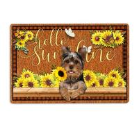 MIAOMANSENSTORE Tapis d'entrée Paillasson Yorkshire Terrier, Yorkshire Terrier Yorkie Shorkie Dog Bonjour Tournesol Paillasson de Bienvenue Decoration Chambre
