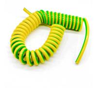MIAOSHE Câble de mise à la terre flexible en polyuréthane extensible de 5 mètres, rétractable, monoconducteur, jaune et vert Élasticité(8AWG 10mm2)