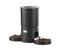Miaosical Distributeur Automatique de Nourriture pour Chat avec Double Bol pour 2 Chats, Chatons et Petits Chiens (Noir, 4.2L+Acier Inoxydable 2 Bols)