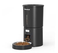 Miaosical Mangeoire automatique pour chat avec bol unique, trémie de nourriture sèche de 4,2 L, repas programmables, contrôle des portions, message vocal, double alimentation (noir, bol simple en