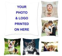 MIAOTU - housse de coussin personnalisée, coussin canapé taie d'oreiller imprimée, carrée, pour mariage, animaux domestiques, bébé, livraison directe coussin décoratif one-side