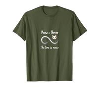 Miaou Jamais : Les Amoureux des Chats Infinity, Chat T-Shirt, Homme, Olive, 3XL