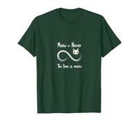 Miaou Jamais : Les Amoureux des Chats Infinity, Chat T-Shirt, Homme, Vert Forêt, M
