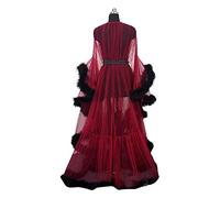 MIAOXIAO Chemise Nuit en Maille Sexy pour Femmes Robe Longue Chemise Nuit Lingerie sous Vêtements Robe Plume Mariage