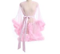 MIAOXIAO Femmes Plume Robe Sheer Tulle Robe de Chambre Lingerie Cadeau,4,S